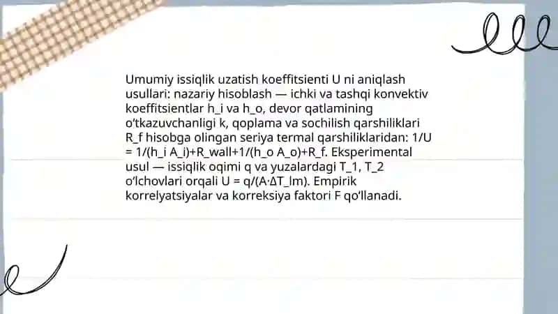 Issiqlik almashinuv apparatlarini issiqlik hisobi 4