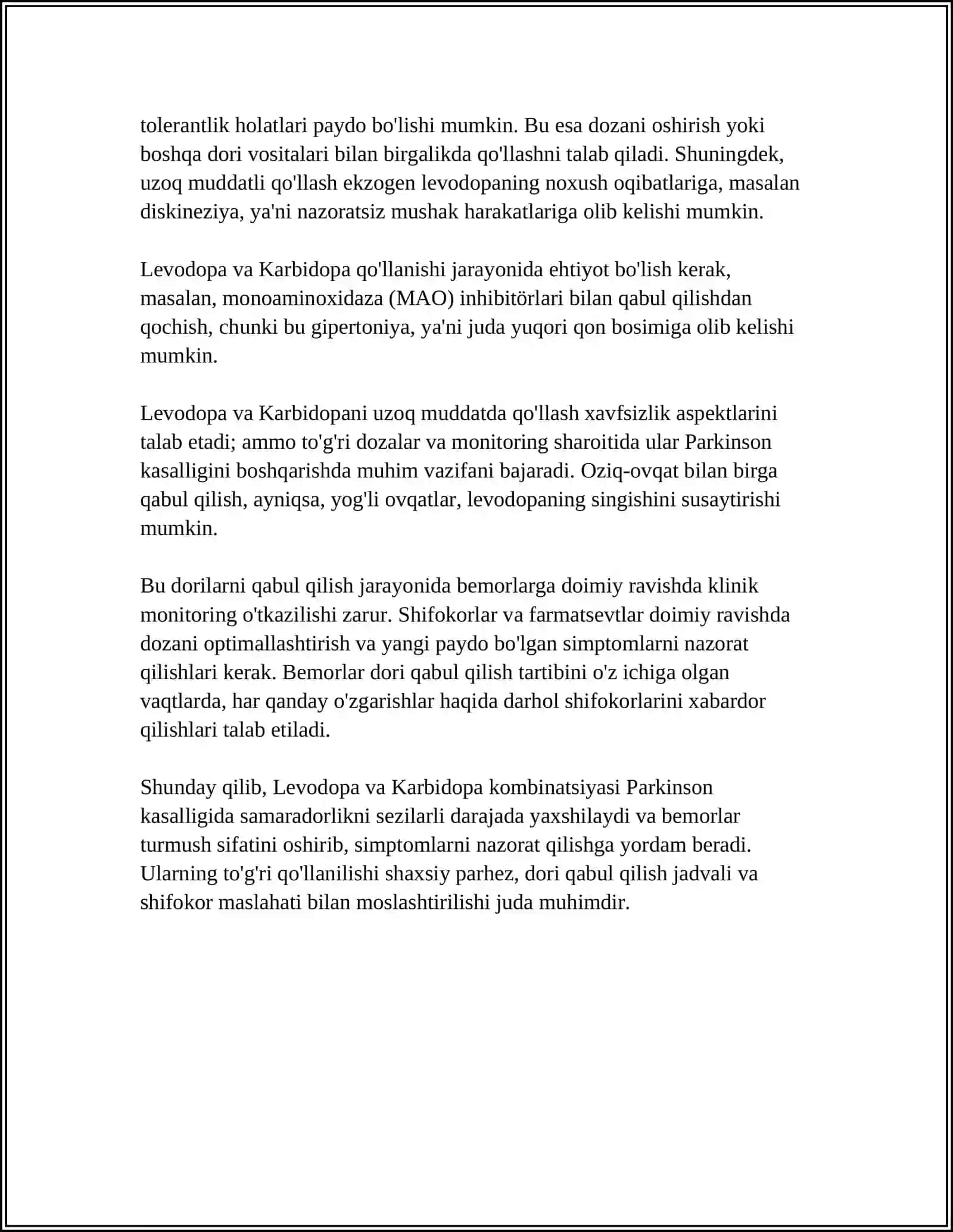 PARKINSON KASALLIGINI DAVOLASHDA ISHLATILADIGAN DORI VOSITALARI 4