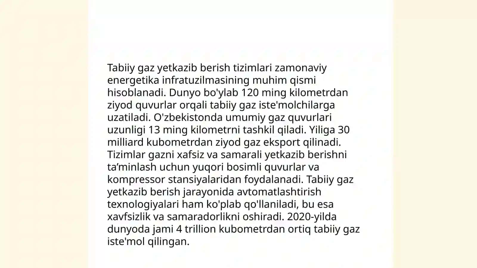 Gaz xo'jaligi tizimlari obyektlaridan foydalanishni qoidalarini o’rganish 4