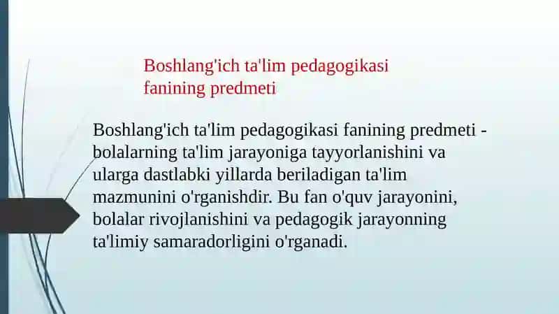 boshlangʻich taʼlim pedagogikasi fanining maqsad va vazifalari 4