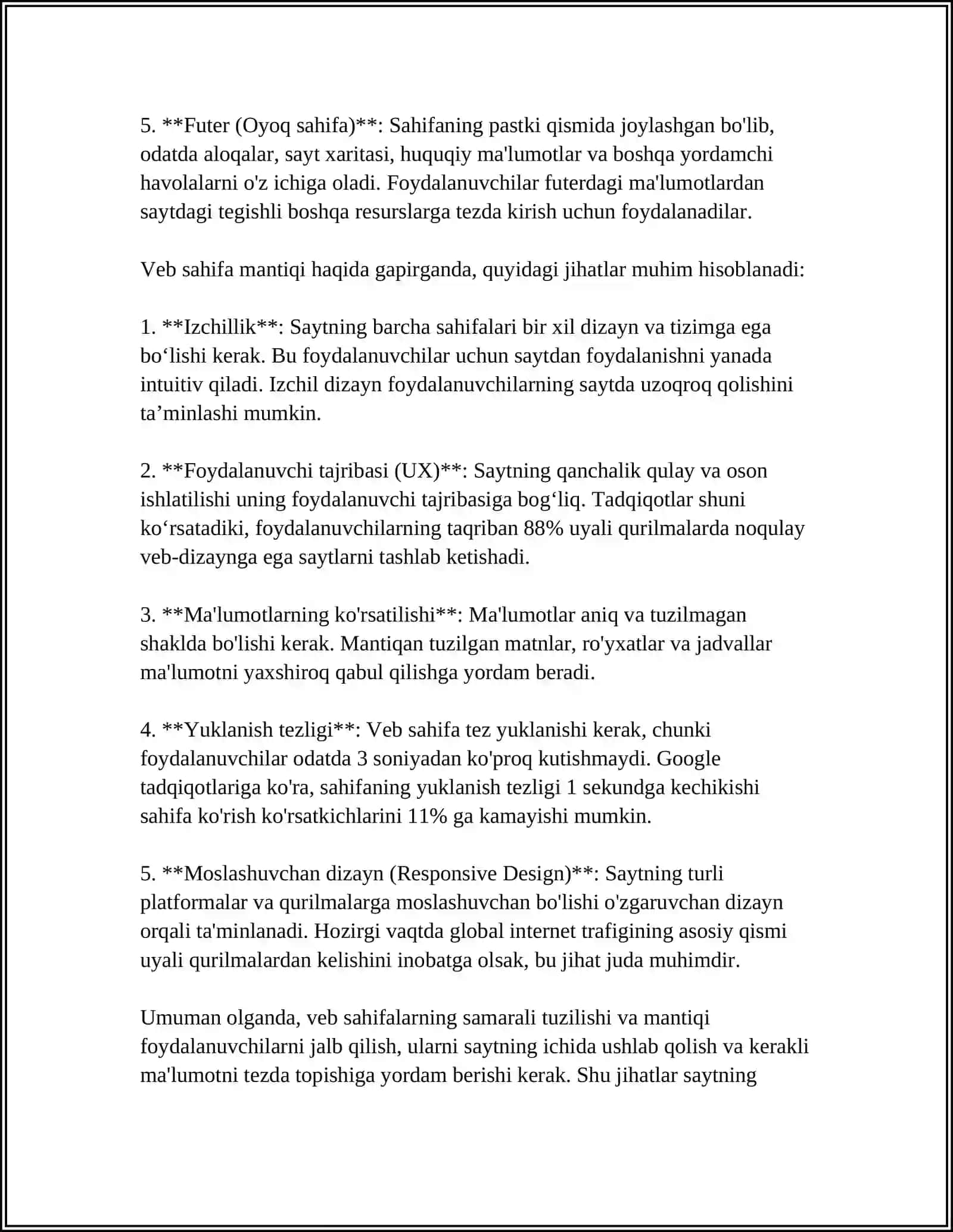 Veb sahifaning tuzilishi va yaratish imkoniyatlari 4