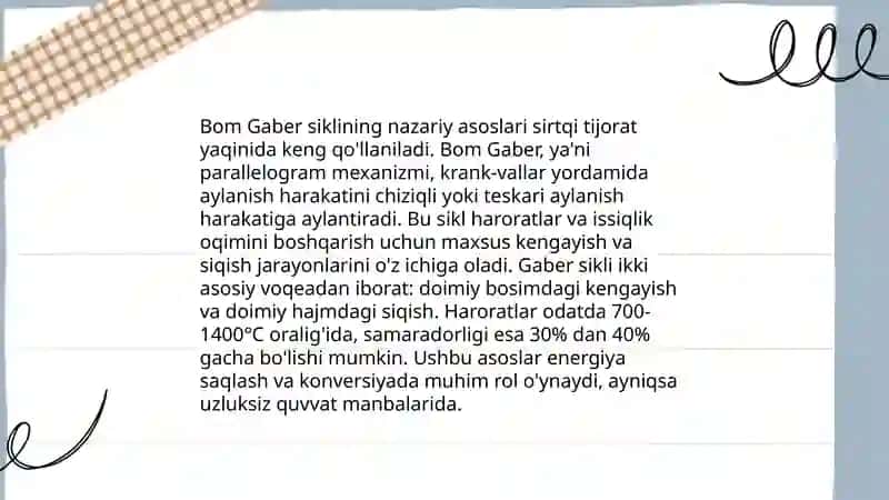 Termakimyoviy jarayonlarda Bom gaber sikli va uning ahamiyati mavzusida foydalanilgan adabiyotlar roʻyxati bilan slayd kerak 4