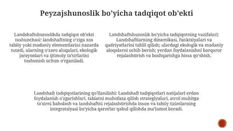 Landshaftshunoslik Predmeti Va Tadqiqot Obyekti Maqsadi Va Vazifalari 4