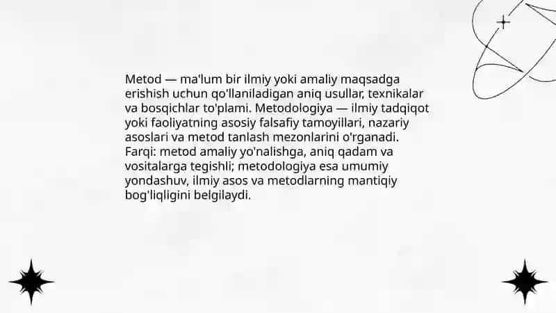 Metod va metadalogiya tushunchasi haqida maʼlumot 4