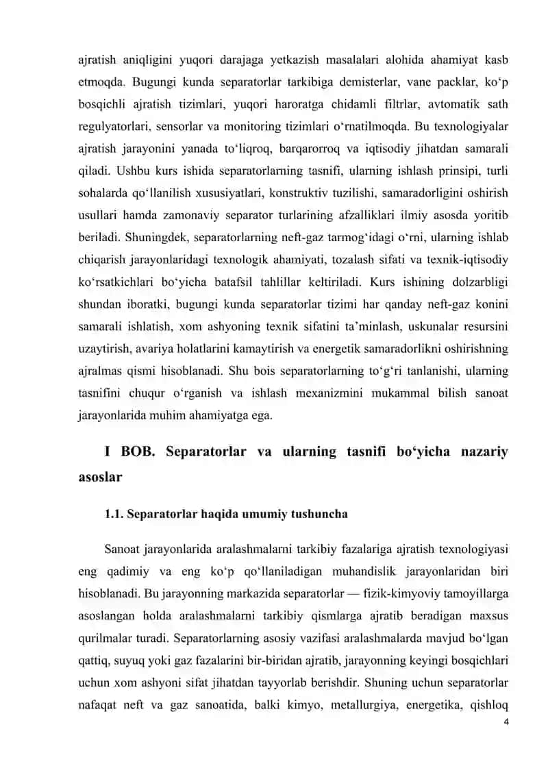 Separatorlarning tasnifi 4
