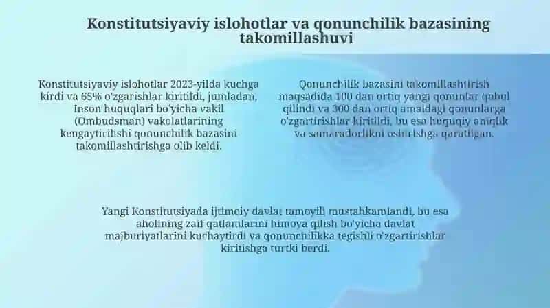 Yangi O'zbekistonda inson haq-huquqlarining va erkinliklari kafolatining yaratilishi 4