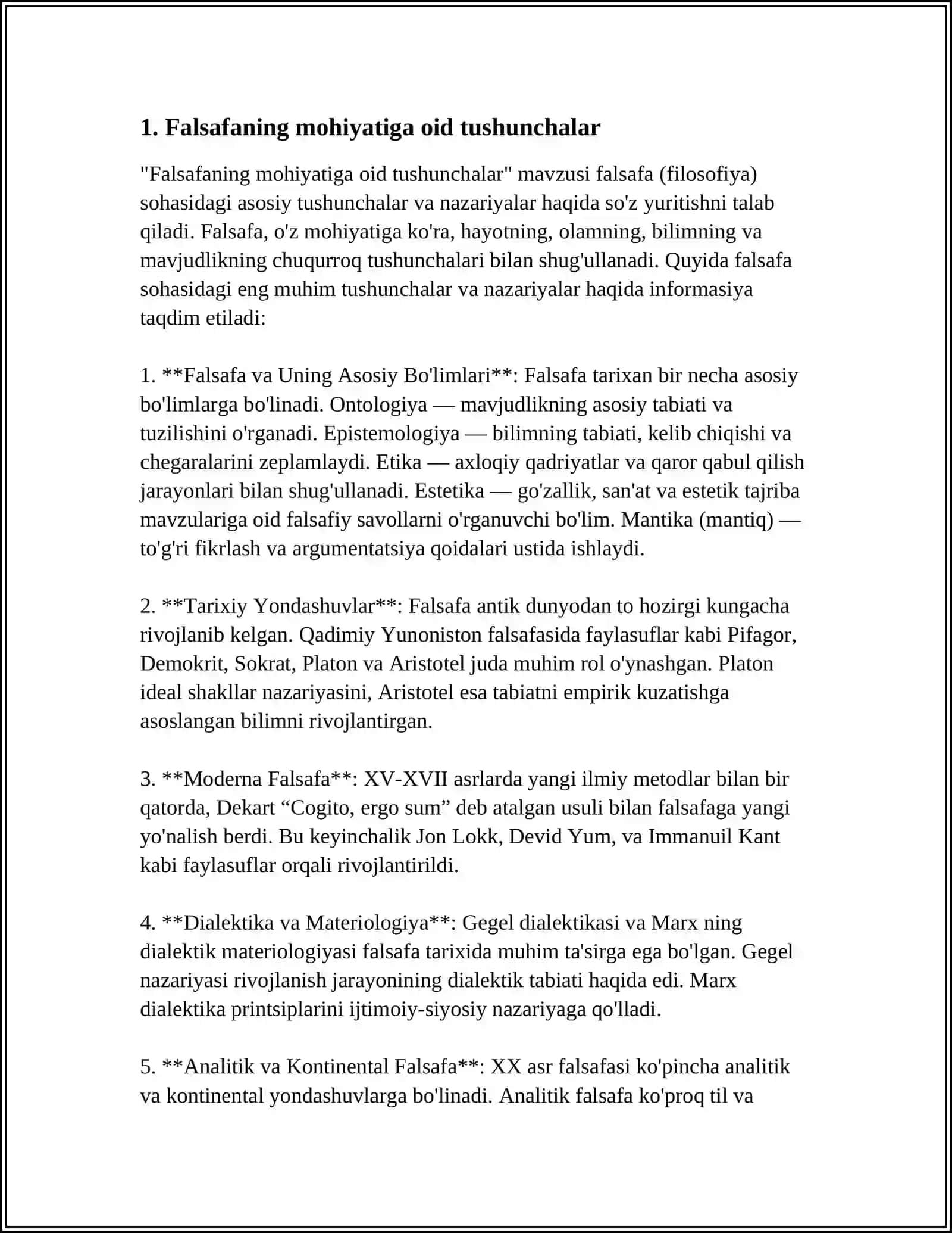 FALSAFANING MOHIYATIGA OID SHARQ VA GʻARB MUTAFAKKIRLARI TA'RIFLARINI TASNIFLASH VA ULAR BOʻYICHA PREZENTATSIYA TAYYORLASH 4