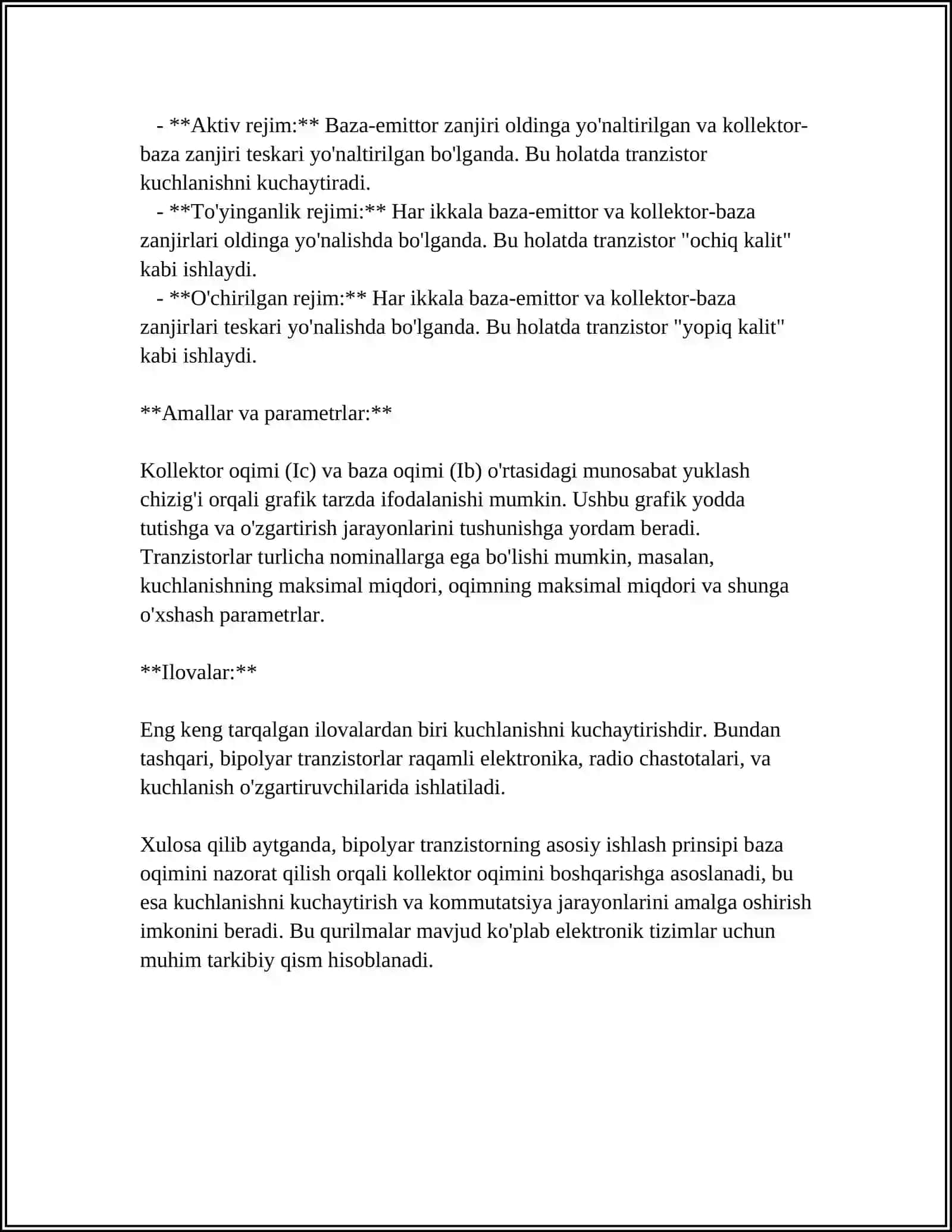 BIPOLYAR TRANZISTORLI ELEKTRON KALIT SXEMALARI 4