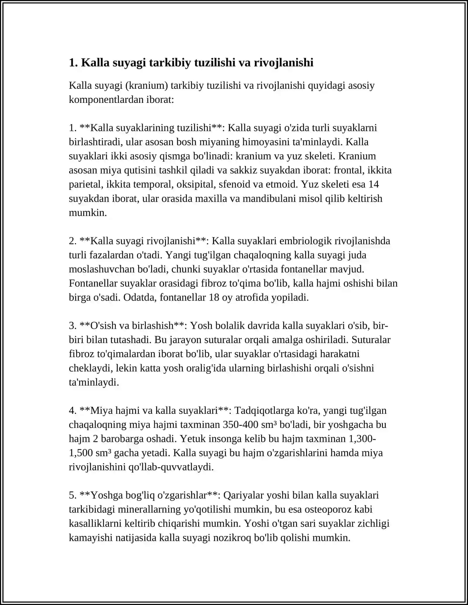 KALLA SUYAKLARINING YOSHGA QARAB ÒZGARISH XUSUSIYATLARI. KALLA SUYAKLARINING YOSHGA VA JINSGA NISBATAN FARQI 4