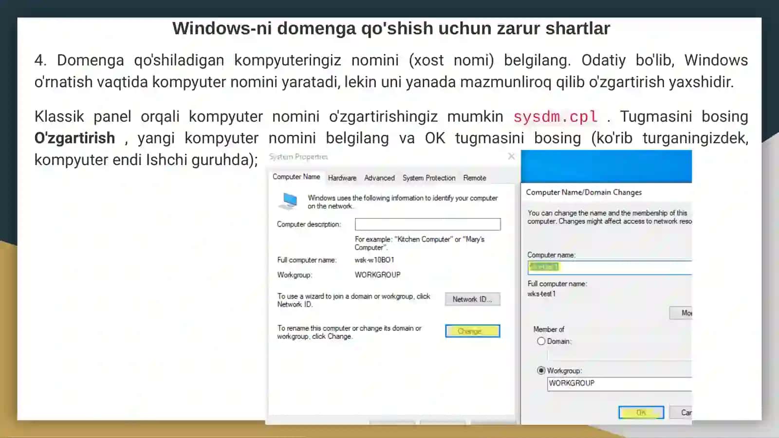 Kompyuterlarni Active Directoryga qo‘shish. Active Directory domeniga qo'shilish oqibatlari. Ish stantsiyaiarida DNS serverni sozlash. 4