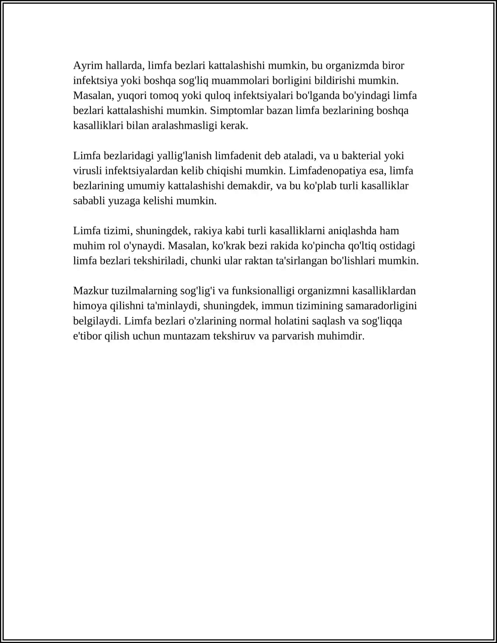 REFERAT Mavzu: LIMFA BEZLARI 4