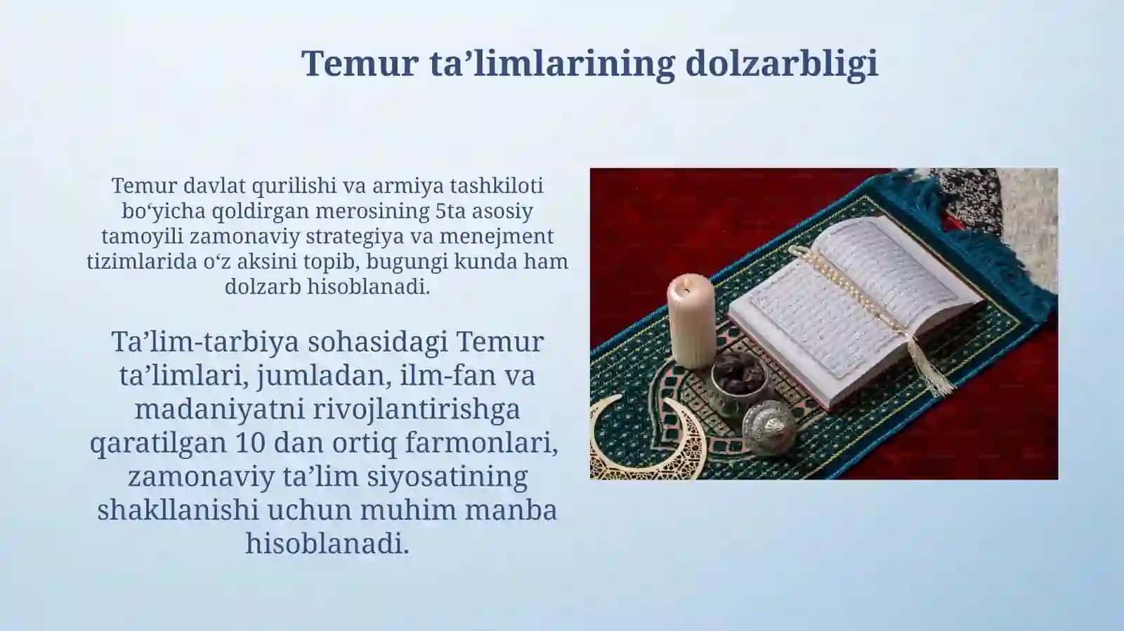 Amir Temur ôğitlarining tarbiyaviyahamiyati 4