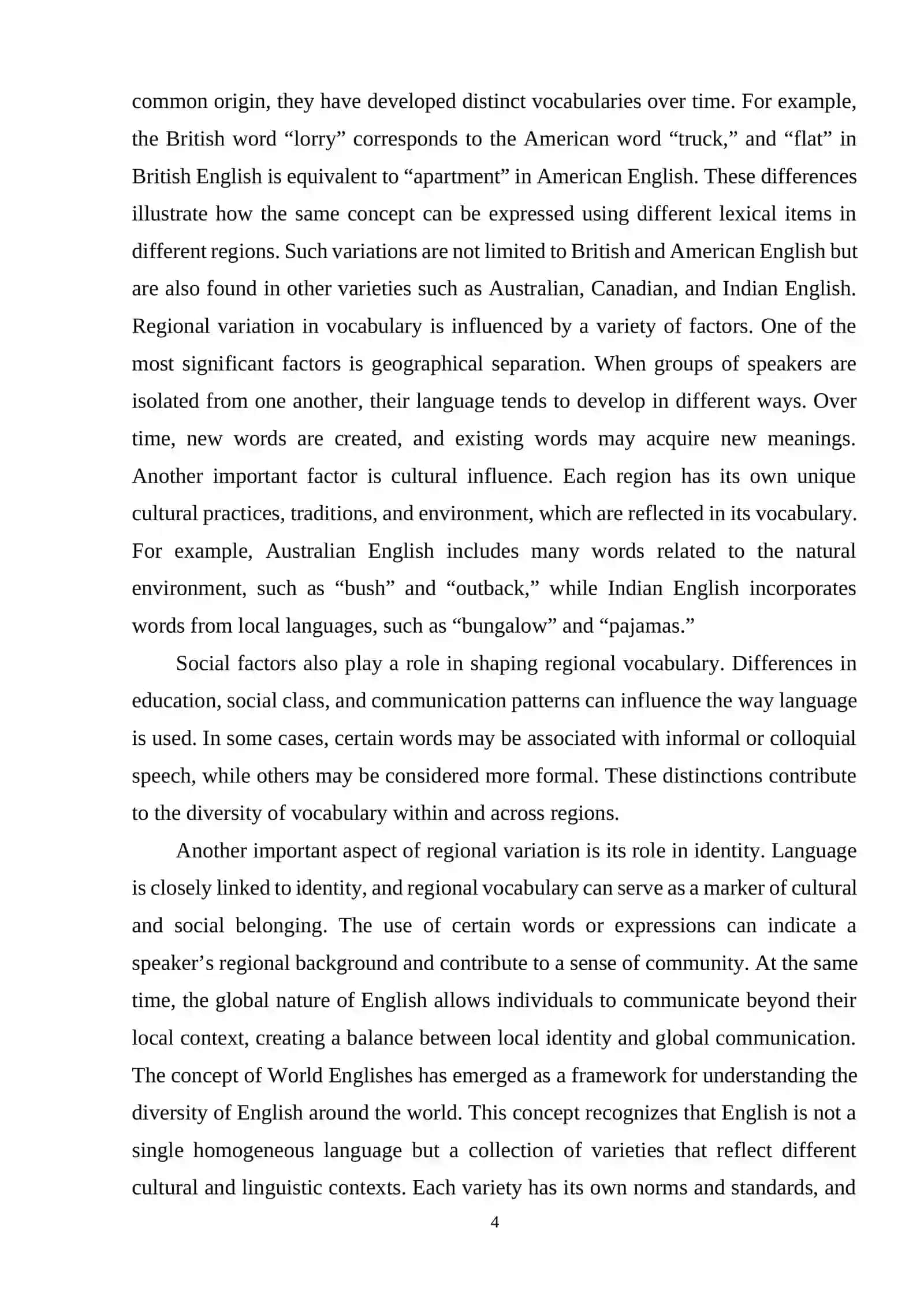 Regional Varieties of the English Vocabulary 4