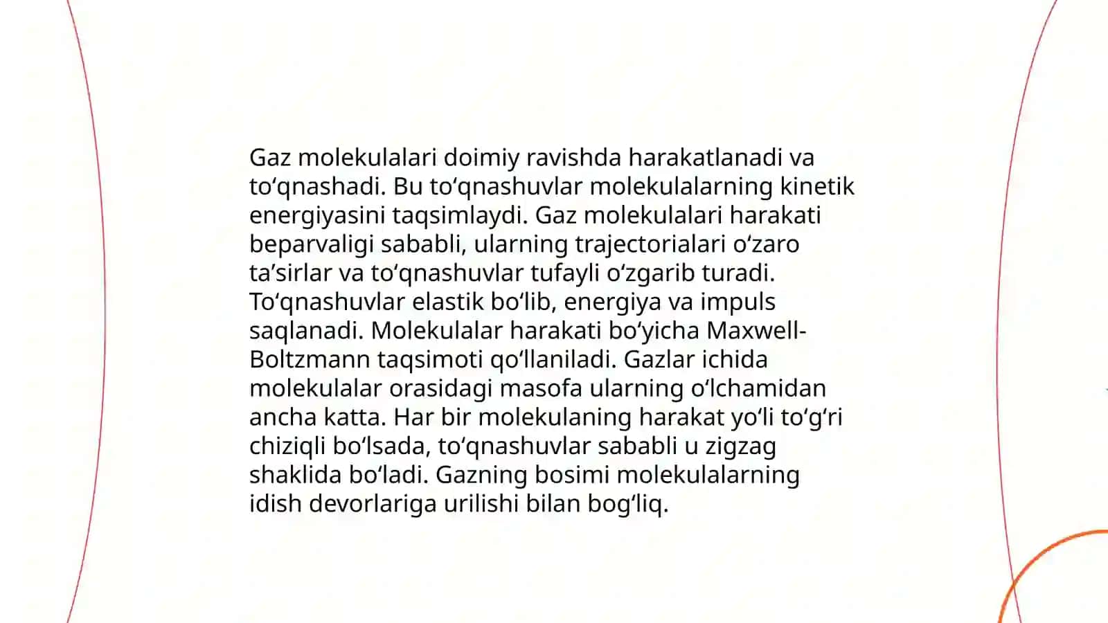 Gaz molekulalarining erkin yugurish yõli va effektiv diametrini aniqlash 4