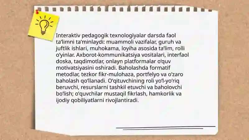 Zamonaviy ōqtuvchi taʼlimni tashkil etish va dars jarayonlarining asosiy shakli 4