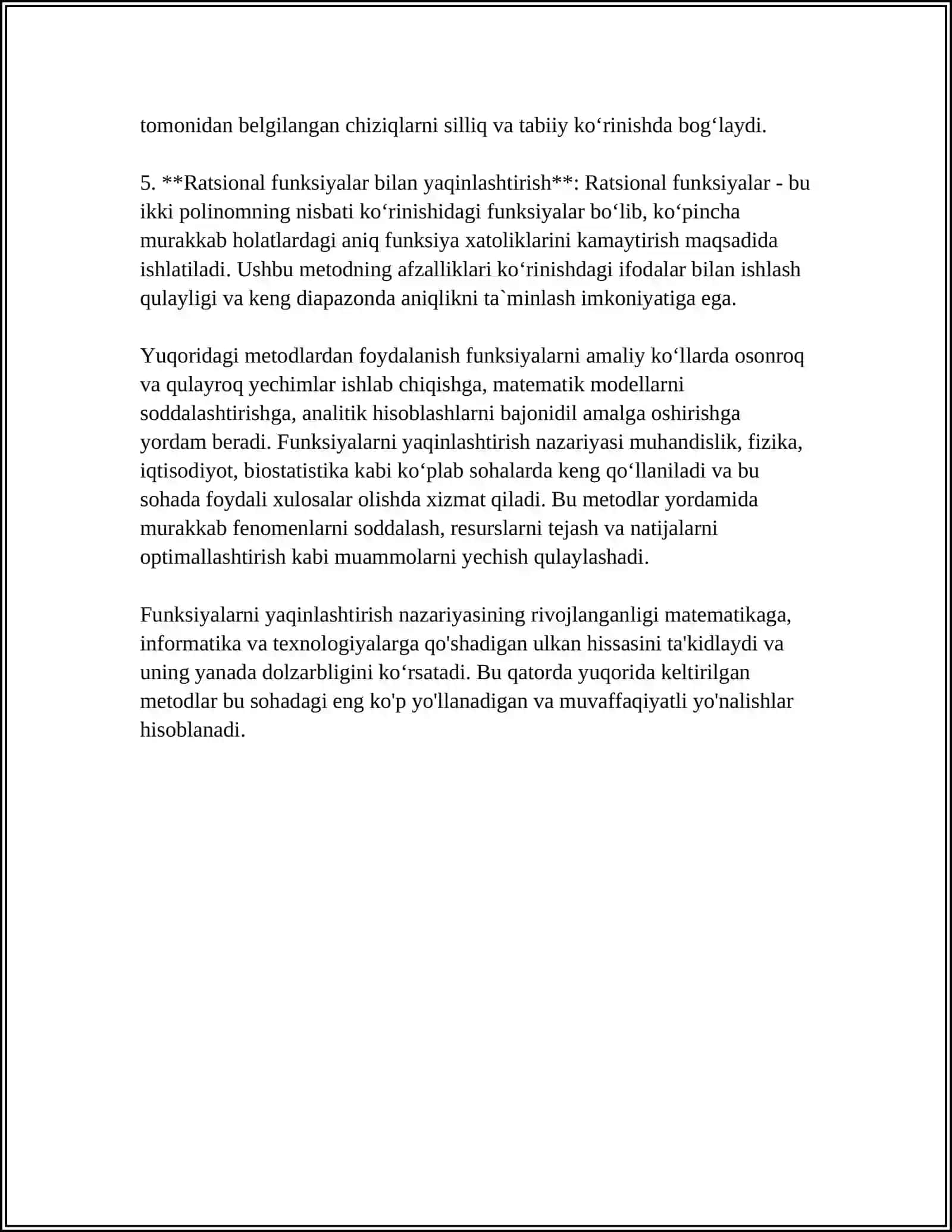 FUNKSIYALARNI YAQINLASHTIRISH USULLARI.INTERPOLYASTIYALASH MASALASI. LAGRANJ INTERPOLYASTION FORMULALARI VA XATOLIGI 4