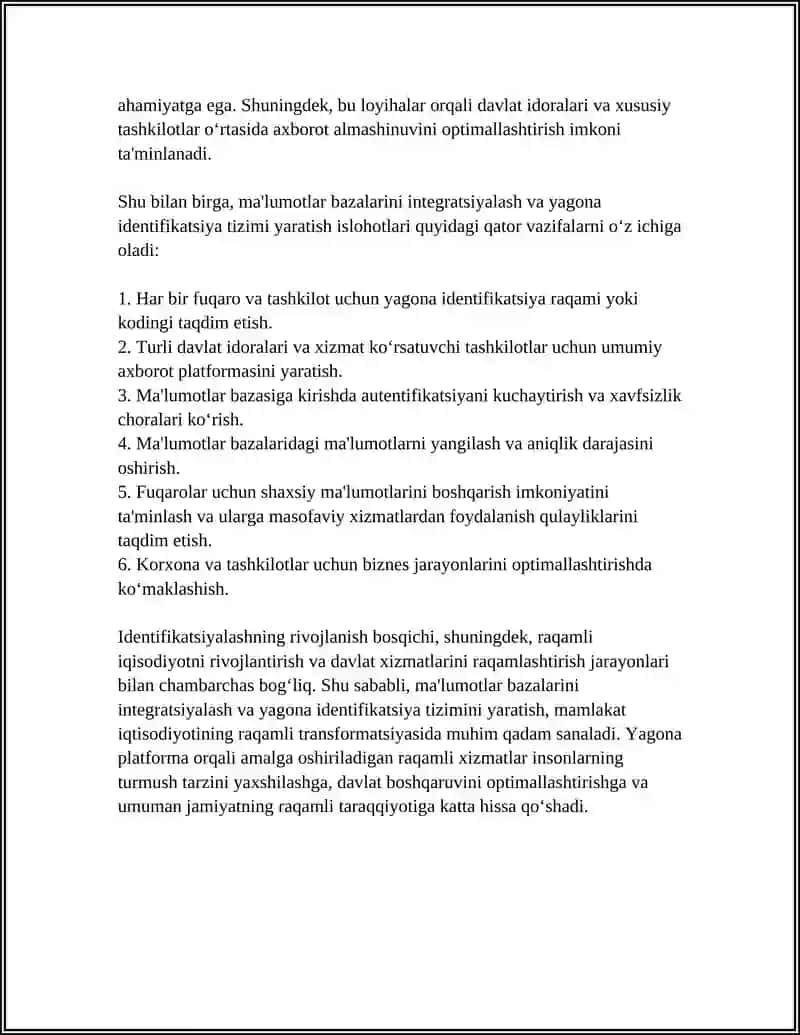 IDENTIFIKATSIYALASHNING HOZIRGI RIVOJLANISH BOSQICHIDAGI VAZIFALARI 4