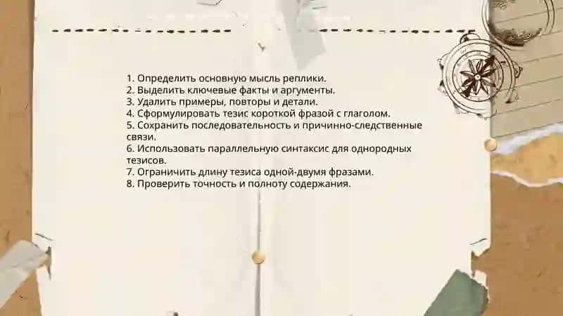 Упражнения в виде тезисов 4