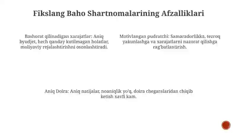 Fiksi Narxli Shartnomalarning Afzalliklari va Kamchiliklari 4