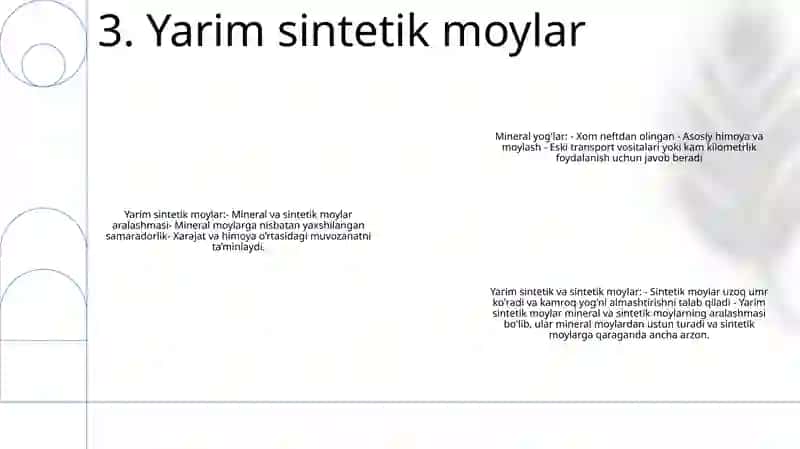 Mineral, Yarim Sintetik Va Sintetik Moylarning Xususiyatlari 4