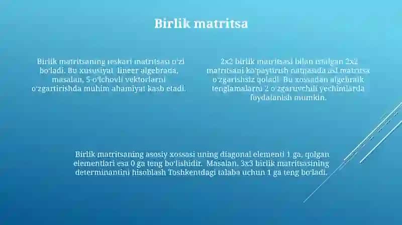 Matrisa tushunchasi. Matrisalar ustida amallar 4