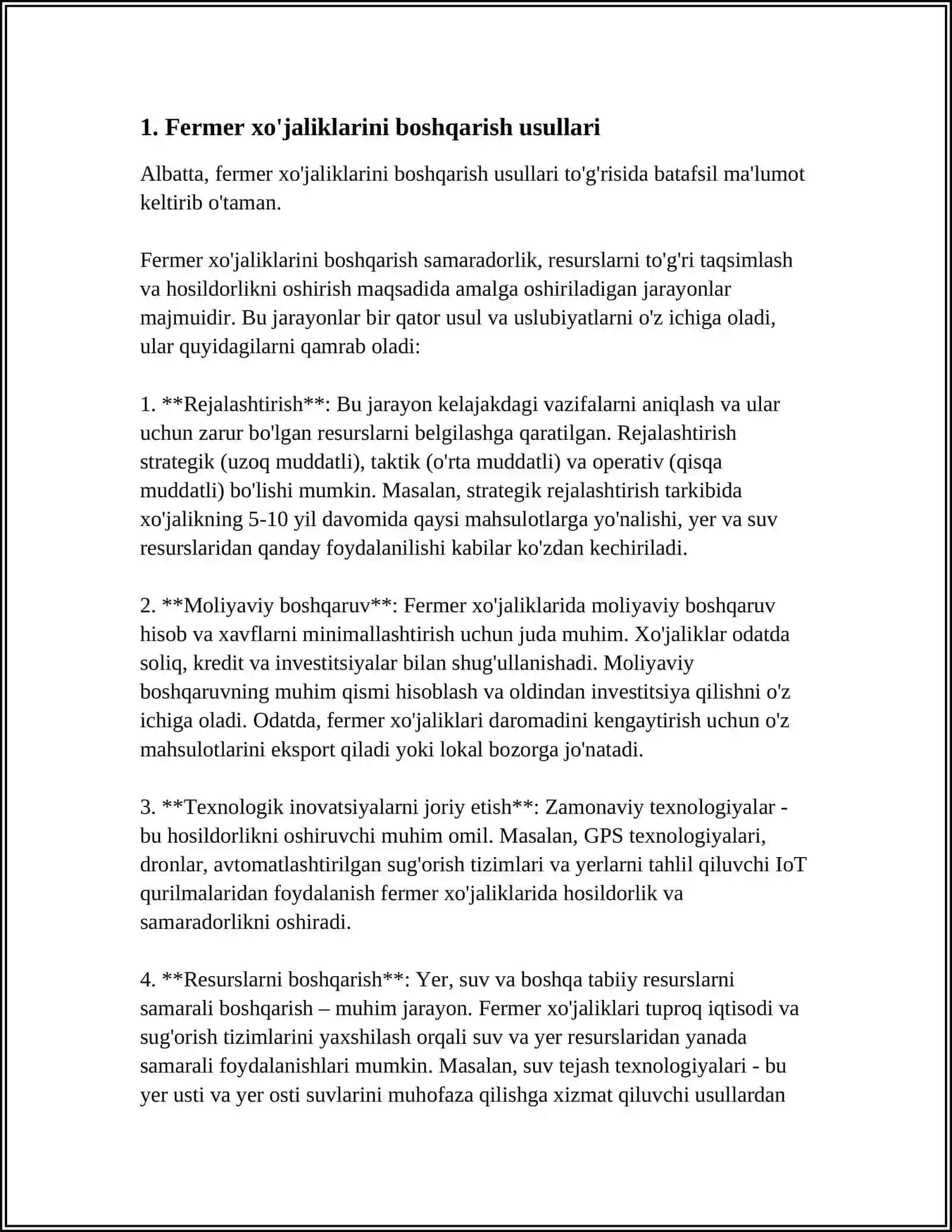 QARSHI XALQARO UNIVERSITETI IQTISODIYOT TARMOQLARI VA ASOSLARI 4-KURS 21.36-GURUH TALABASI RAHMONOV MIRZIYOR FERMER XOʻJALIGINI IQTISODIY BOSHQARISH MAVZUSIDA 4