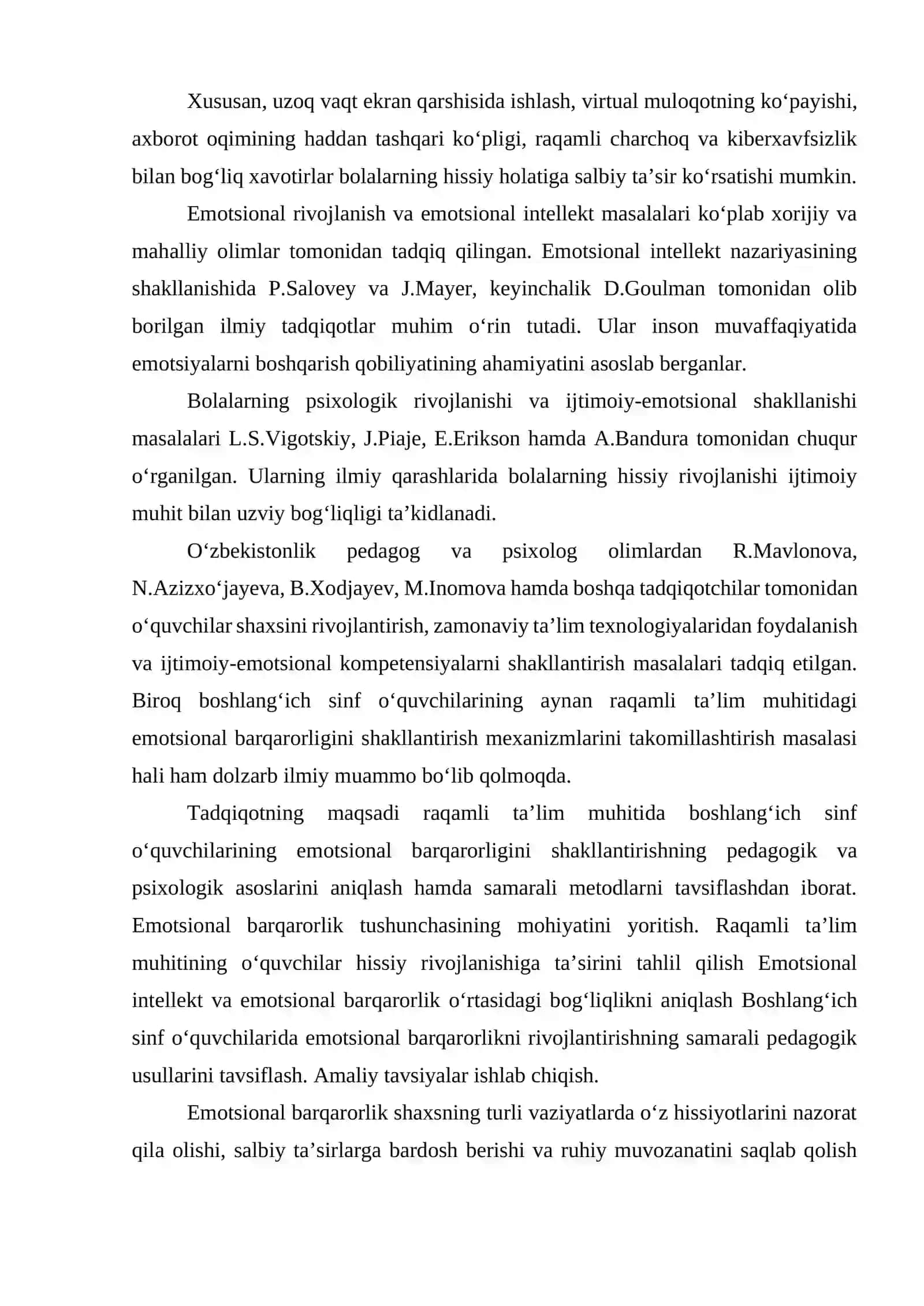 RAQAMLI TA’LIM MUHITIDA BOSHLANG‘ICH SINF O‘QUVCHILARINING EMOTSIONAL BARQARORLIGINI SHAKLLANTIRISH 4