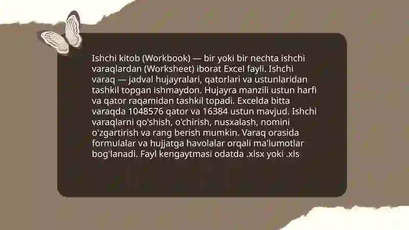 Ms Excel dasturi. Asosiy tushunchalar 4