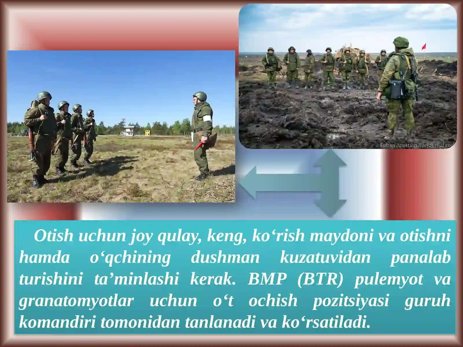 O‘q uzish — jangda dushmanni yo‘q qilishning asosiy vositasi. O‘t ochish turlari 4