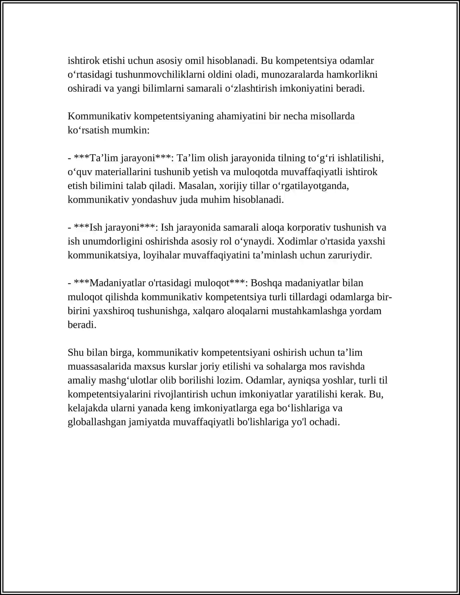 KOMMUNIKATIV TILSHUNOSLIK. MATN VA UNING TURLARI 4