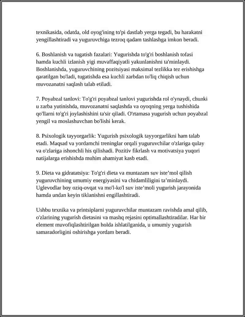 O'RTA MASOFALARGA YUGURISH TEXNIKASI 4