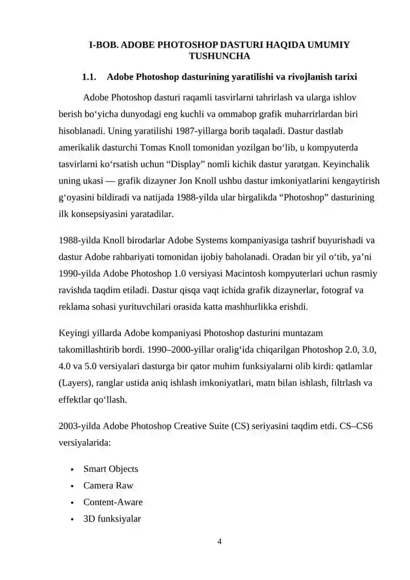 Adobe Photoshop dasturida grafika yaratish va manipulyatsiya qilish usullari 4