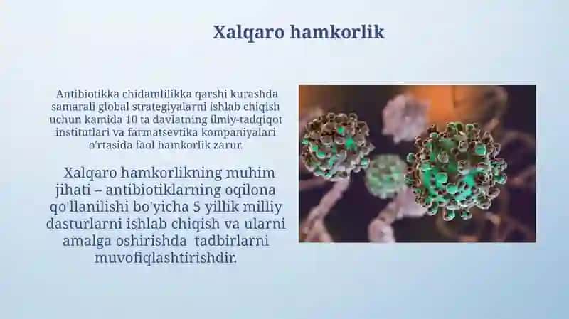 Antibiotiklarga chidamli mikroorganizmlar. Global muammo 4
