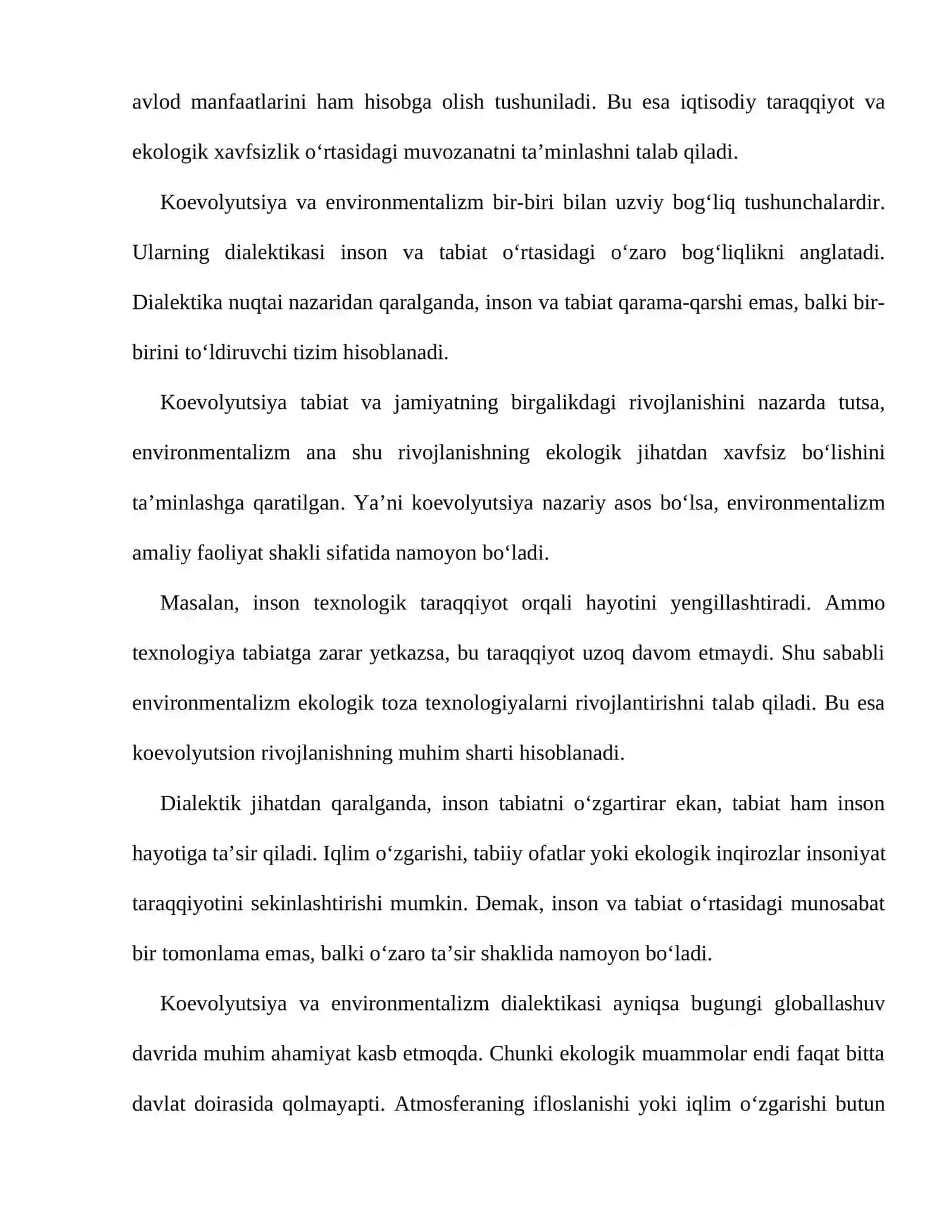 Koevolyutsiya va environmentalizm dialektikasi 4