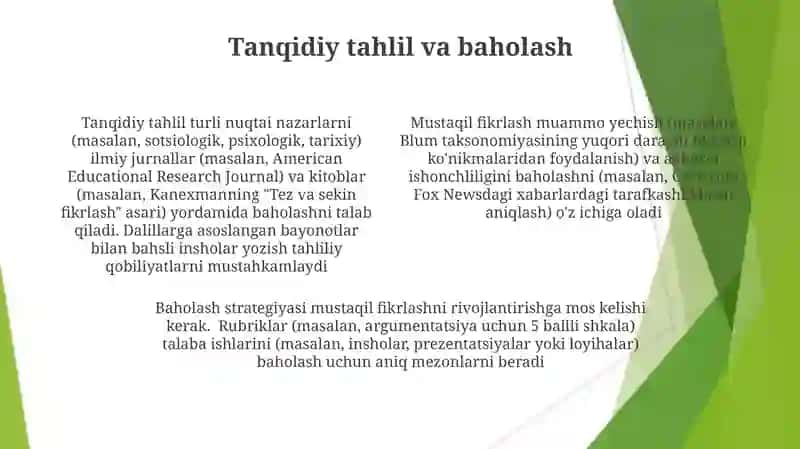 Õquvchilarning mustaqil fikrlash qobiliyatini õstirish usullari 4