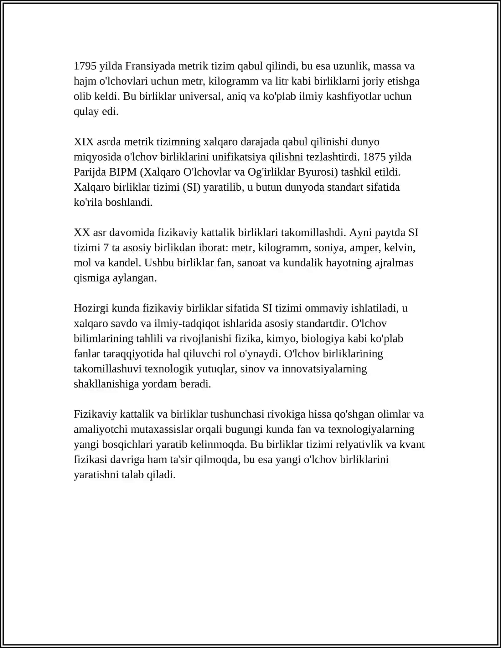 Fizikaviy Kattalik va Birliklar 4