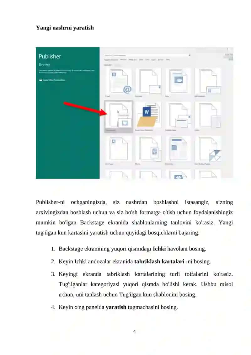 “Tibbiyotda axborot texnologiyalari” fanidan “MICROSOFT PUBLISHER” mavzusidagi mustaqil ish 4