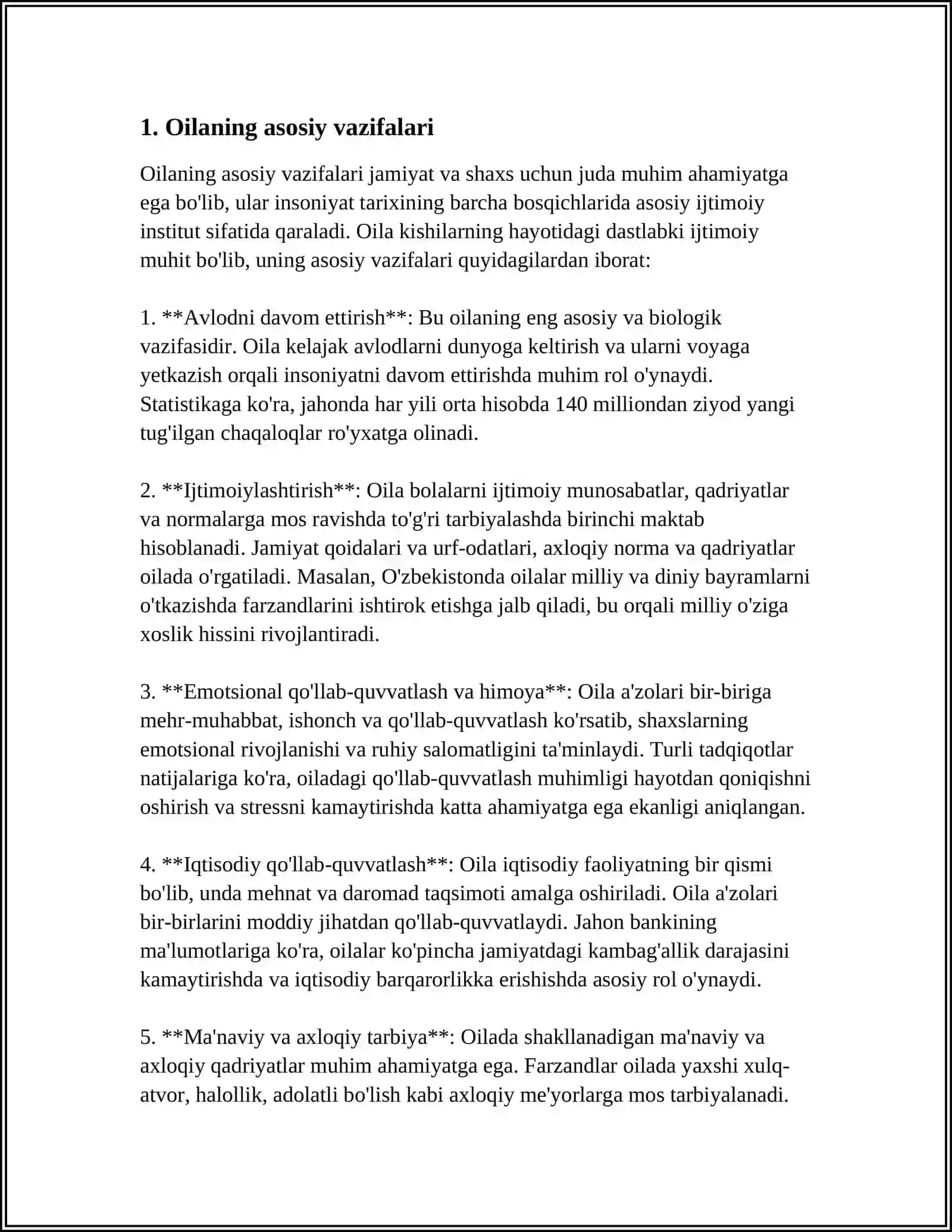 A. FITRATNING "OILA ASARI" DAGI OILA URISH TARTIBLARI VA FARZAND TARBIYASIGA OID G'OYALAR 4