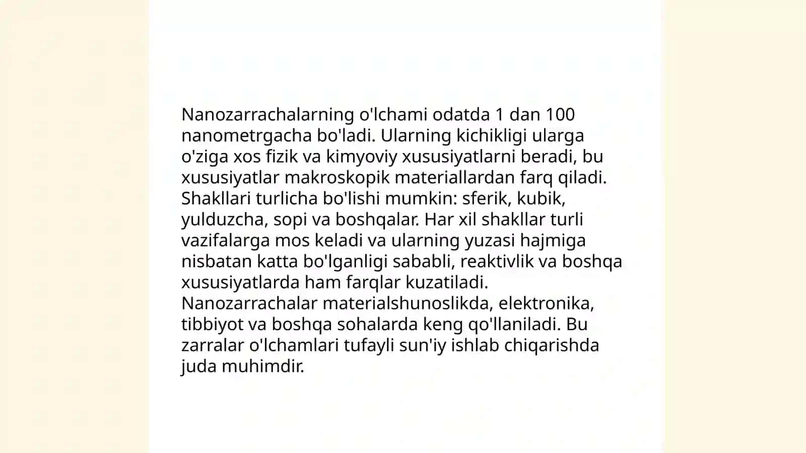 Nanozarrachalarni olinishi va tuzilishi molekulyar-kinetik xossalar 4