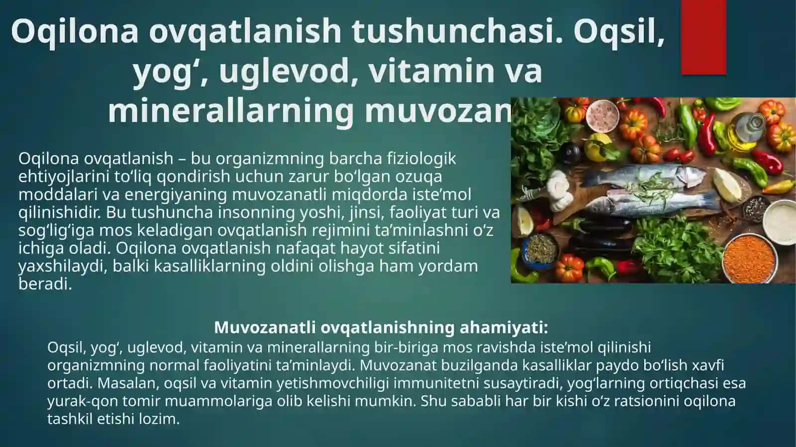 Oqilona ovqatlanish tushunchasi 4