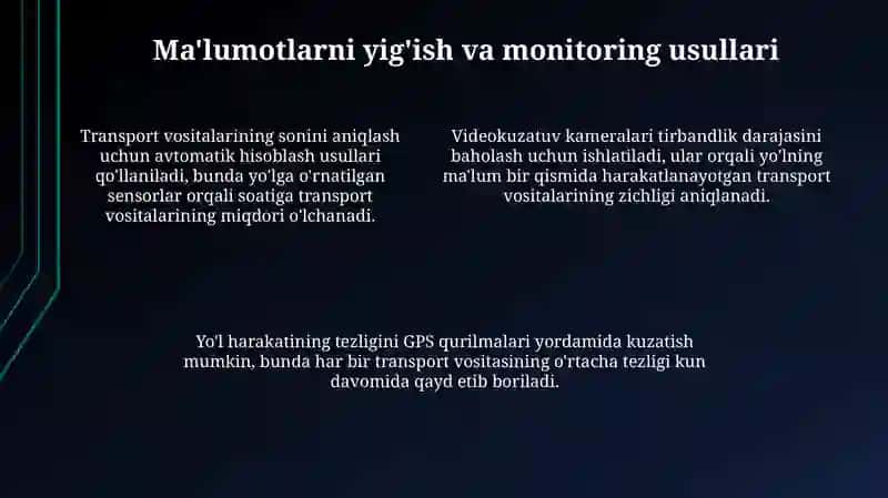 Avtomobil yoʻllarining transport ekspluatsion koʻrsatkichlarini rejalashtirish va baholash 4