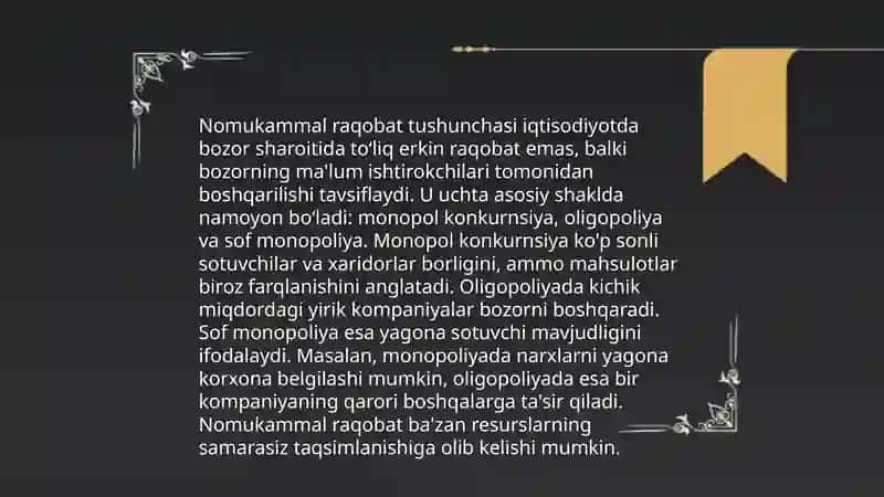 Institutsionalizm va nomukammal raqobatli bozor nazariyalari 4