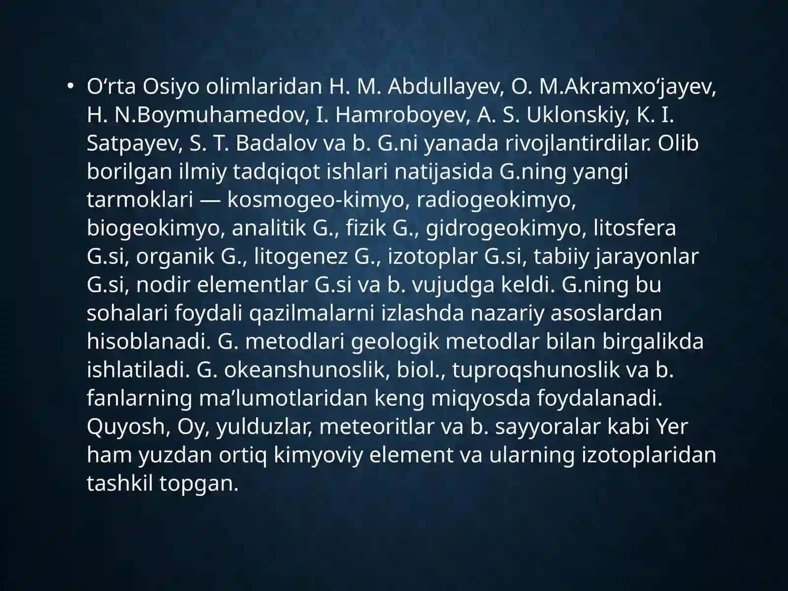 Geokimyo fanining rivojlanishida fanga asos solgan olimlar 4