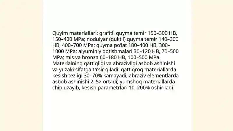 Mexanik ishlov berish quyimlar 4