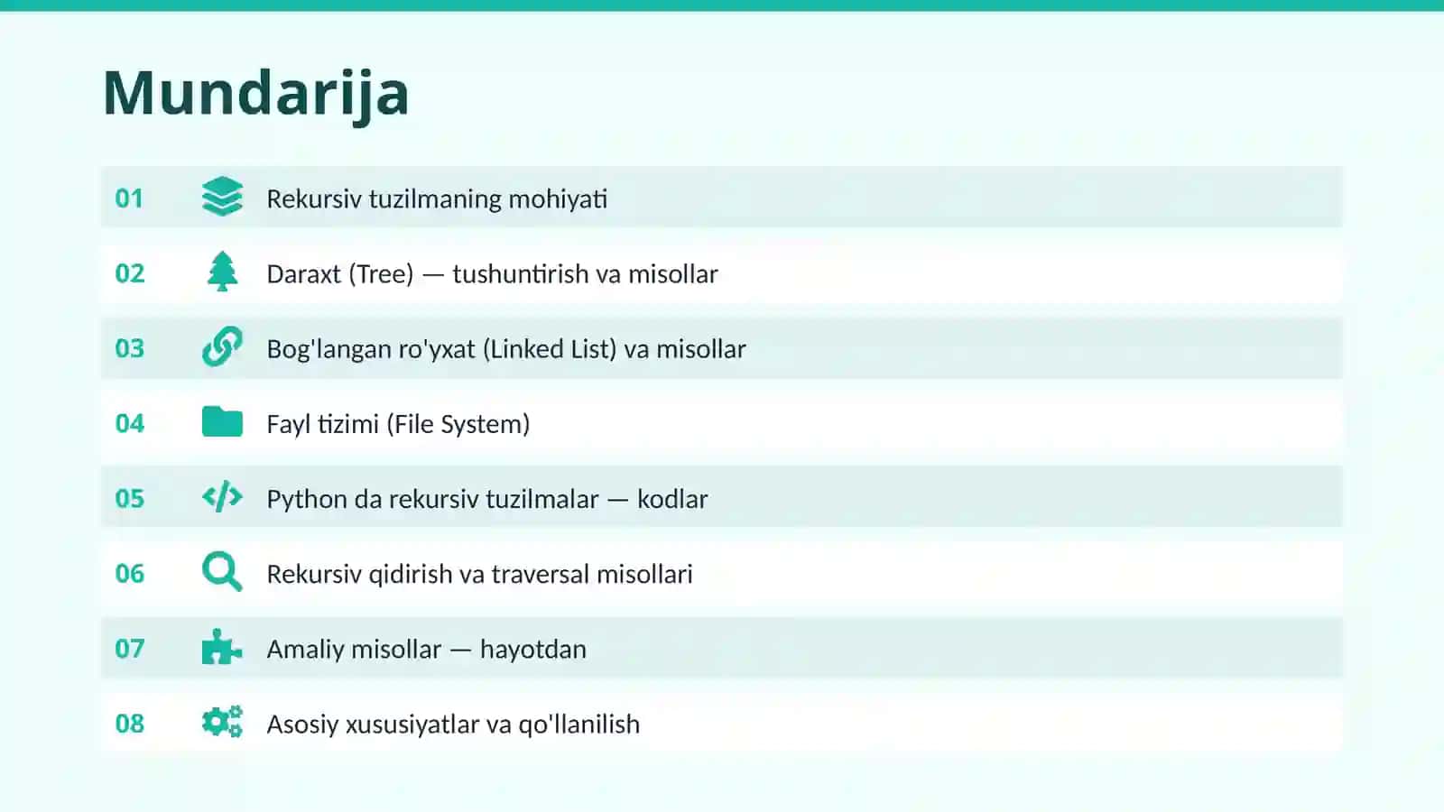 REKURSIV MA'LUMOTLAR TUZILMASI 4