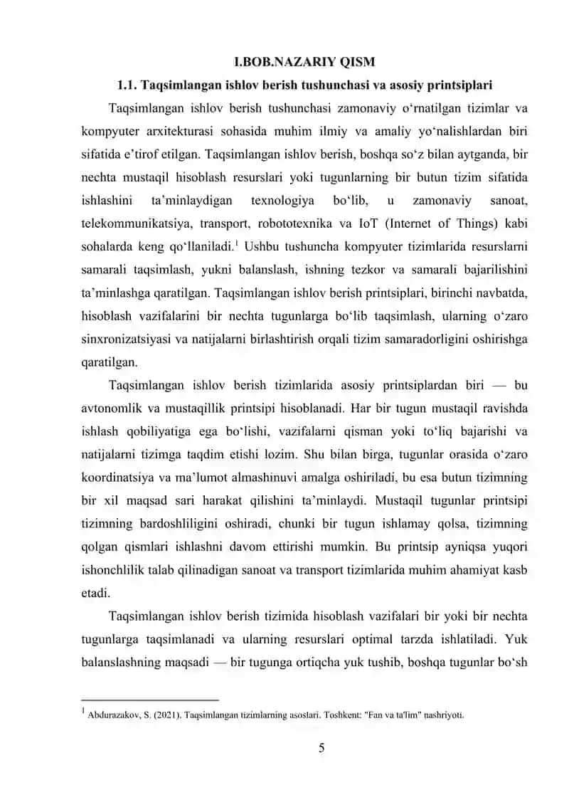 Taqsimlangan tizimlarda Taqsimlangan va Parallel ishlov berish texnologiyalari 4
