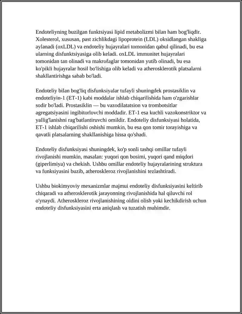 ATEROSKLEROZ RIVOJLANISHINING BIOKIMYOVIY ASOSLARI 4