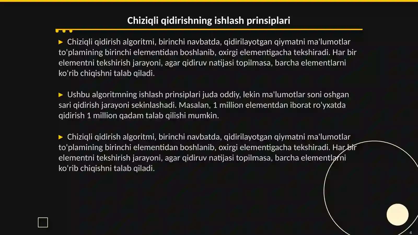 Chiziqli va ikkilik qidirish 4