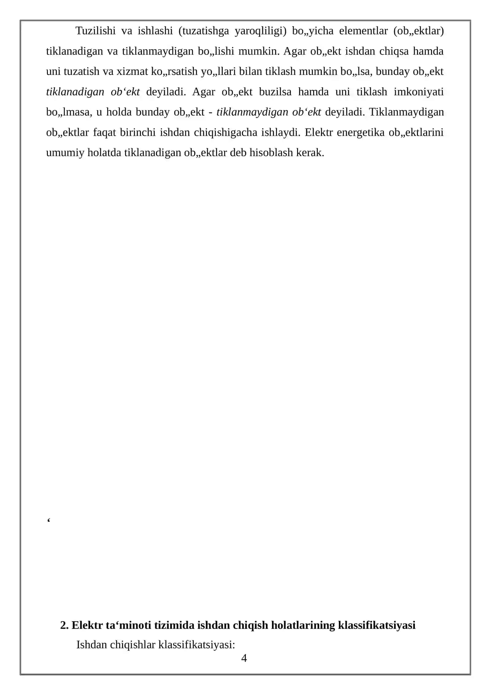 Konchilik korxonalari elektr ta‘minoti tizimida ishdan chiqish tushunchasi 4