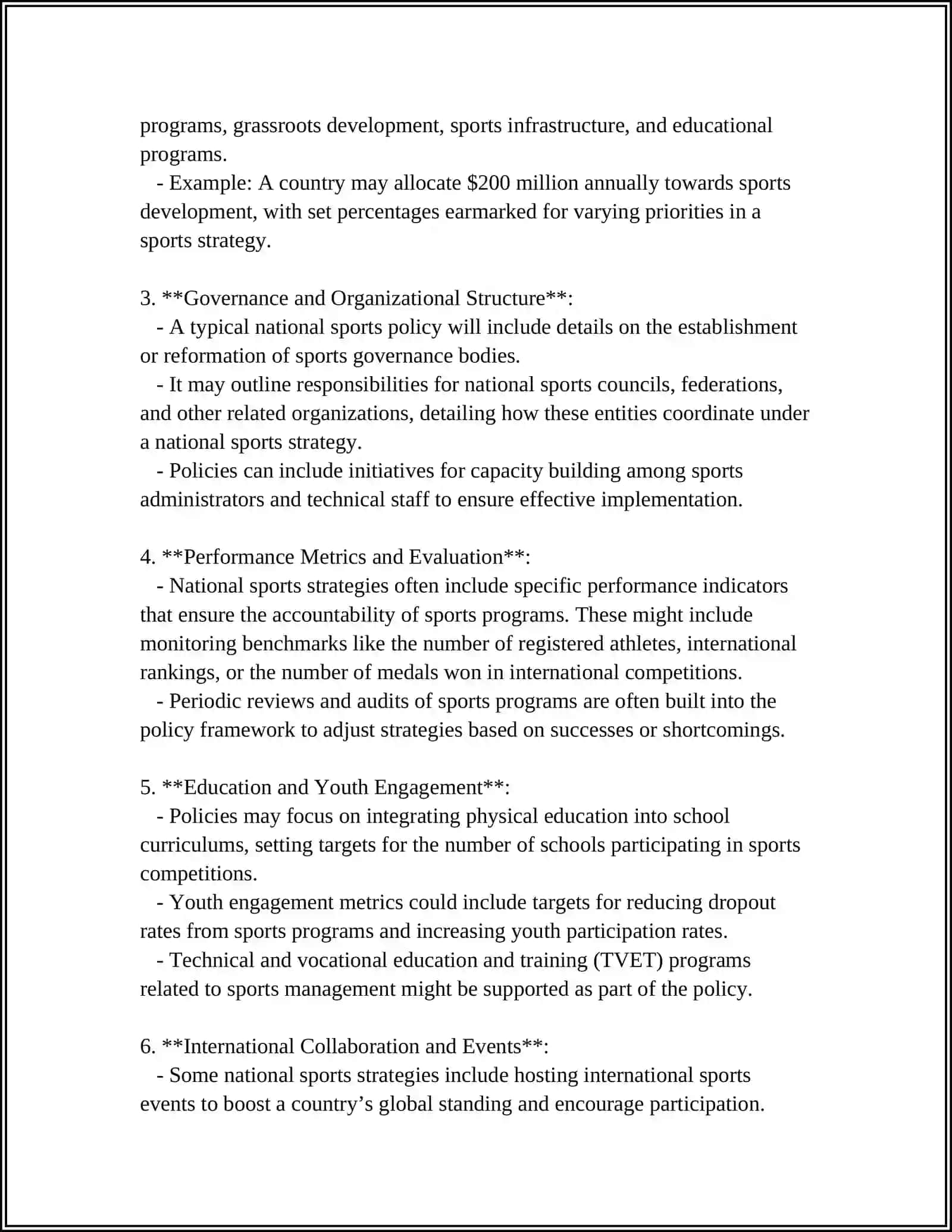 National Sports Policy and Strategic Planning 4